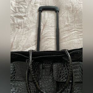Toss 19 1/2” rolling travel bag - faux alligator - black/brown
